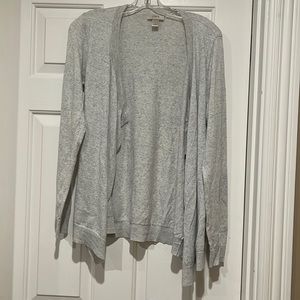 Light blue and white heather no button cardigan